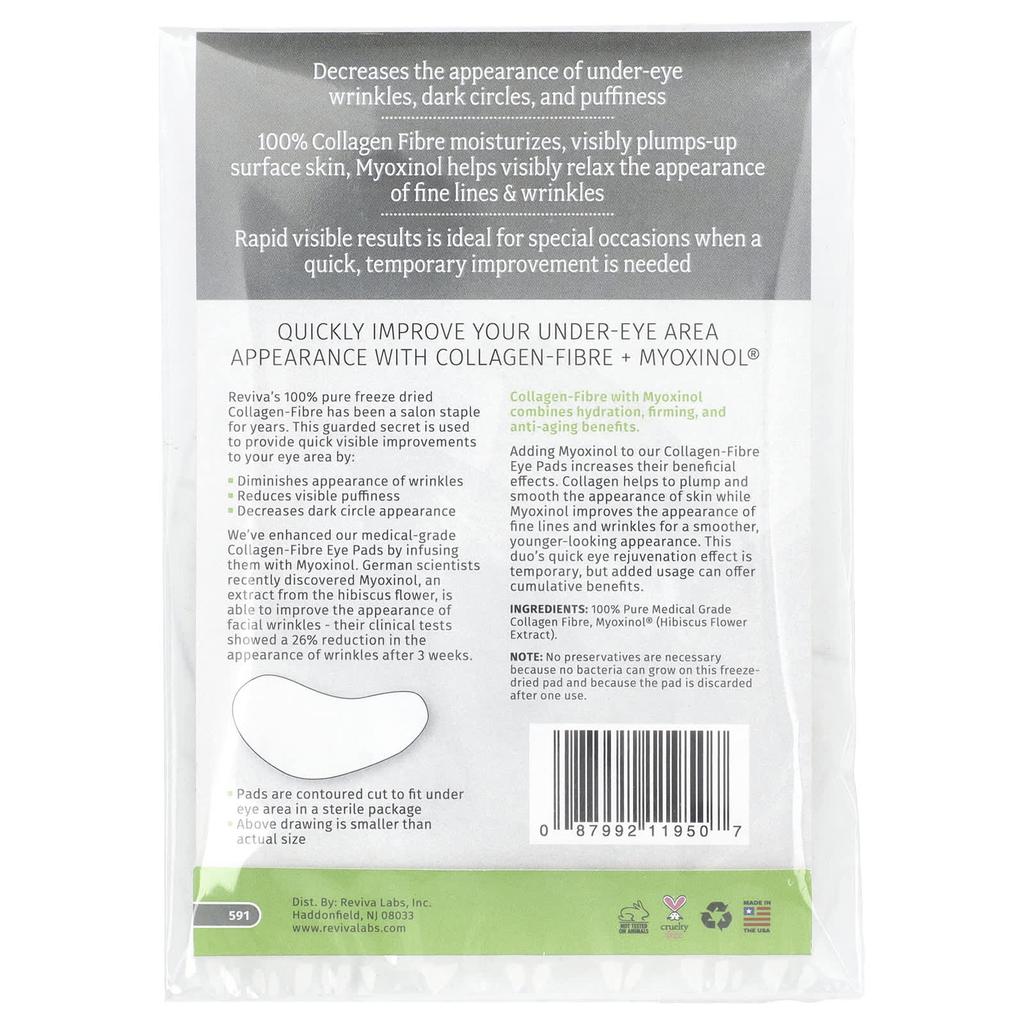 Reviva Labs Patchs pour les yeux en fibres de collagène, lot de 3