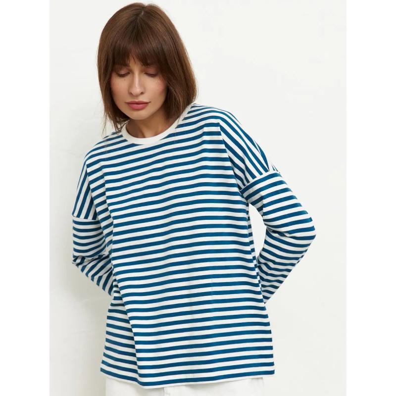 T-shirt da donna a maniche lunghe minimalista, tessuto morbido di alta qualità, silhouette ampia e squadrata per il comfort di tutto il giorno