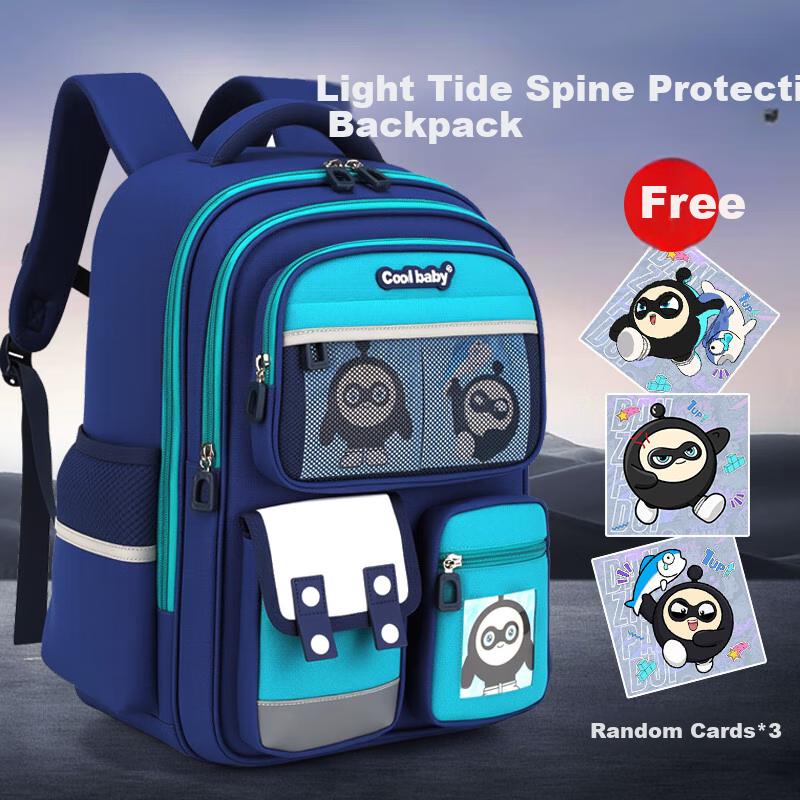 COOLBABY Schoolbag for Primary School Students Grades 1-3, Children's Backpack with Spine Protection