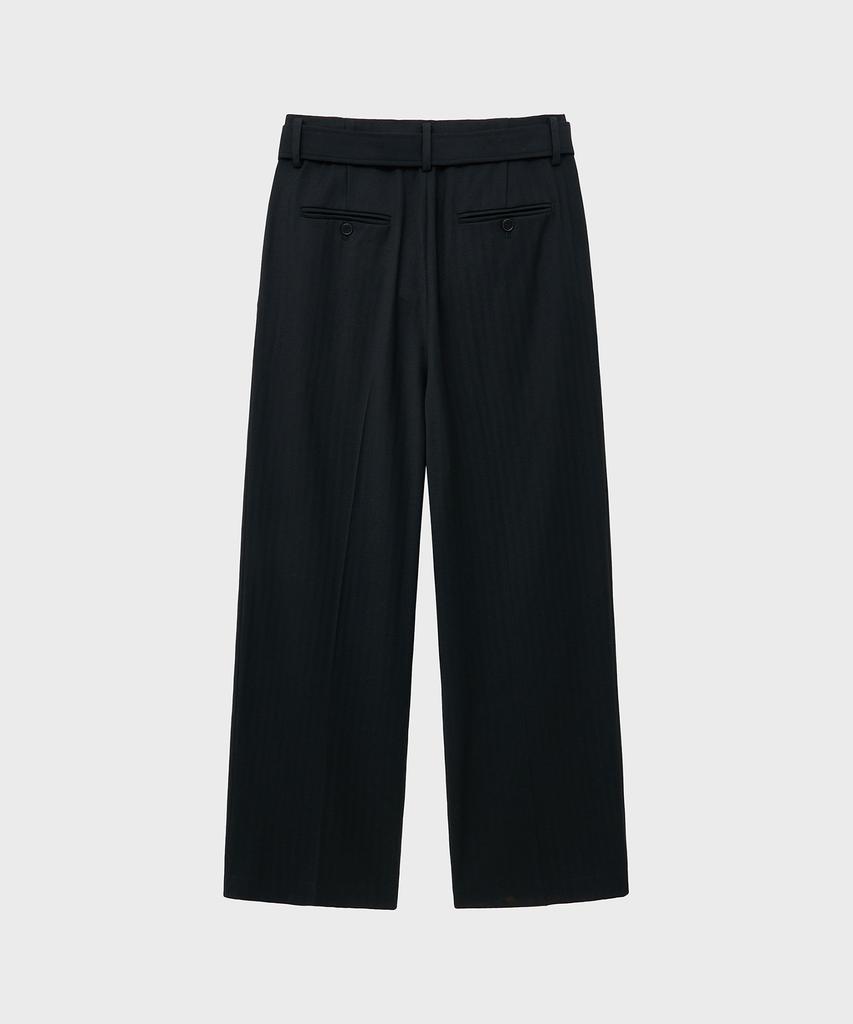 NOIRER Six-Pocket Wide Slacks (Black Herringbone)