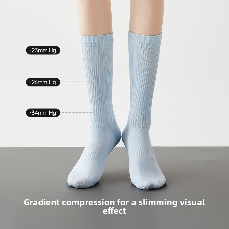 Children's Socks - Spring/Summer Sports and Fitness Socks, Anti-slip Socks, Running Socks, Solid-colored Long-tube Compression Socks