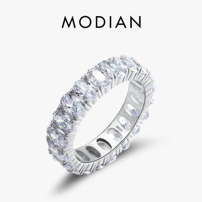Modian 925 Sterling Silver Classic Oval Sparkling Finger Ring For Women Luxury AAAAA CZ Wedding Engagement Fine Jewelry