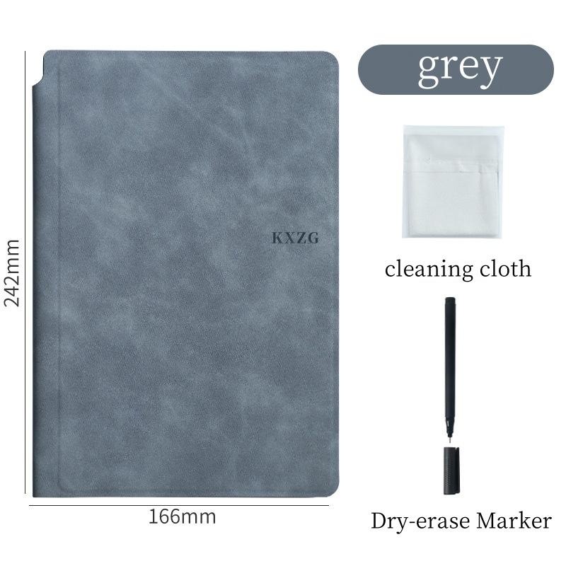A1 Reusable Whiteboard Notebook Set With Whiteboard Pen Erasing Cloth Leather Memo Pad Weekly Planner Portable Stylish Office