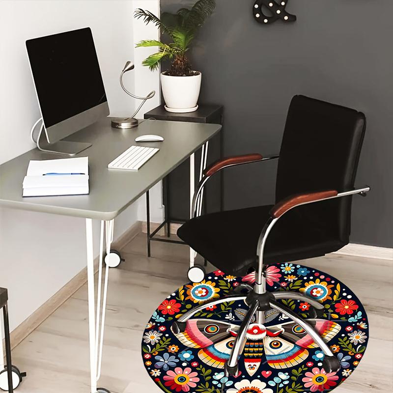 

1pc Office Carpet Chair Mats Colorful Floral Moth Mandala Perfect for Decorating Office Chairss, Or Bedrooms.YDT444 80cm by 80cm
