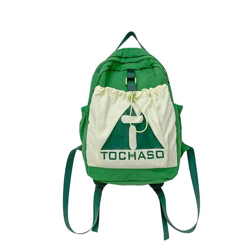 Block Drawstring Color Front Bag Children Lightweight Cotton Leisure Backpack