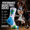 Breathable Compression Basketball Socks Anti-Slip Athletic Crew Socks with Thick Cushion for Running, Training & Sports