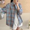 New plaid shirt women's spring and autumn Hong Kong style loose trend high street jacket American retro design fashion shirt