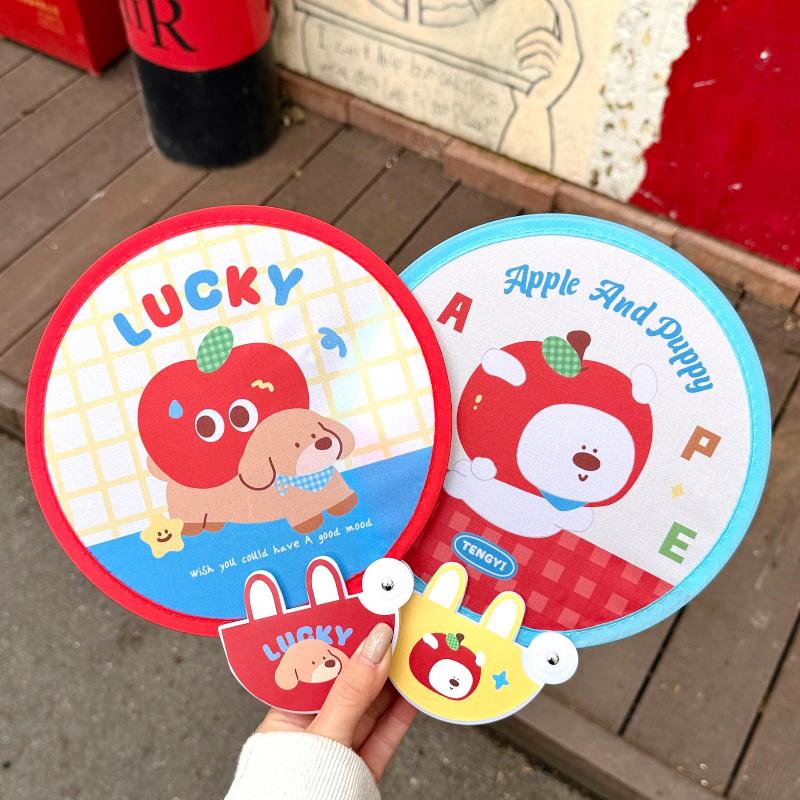 Cute Cartoon Foldable Handheld Round Fan Lightweight Portable Summer Fan Mini Outdoor Round Convenient Pocket Fan