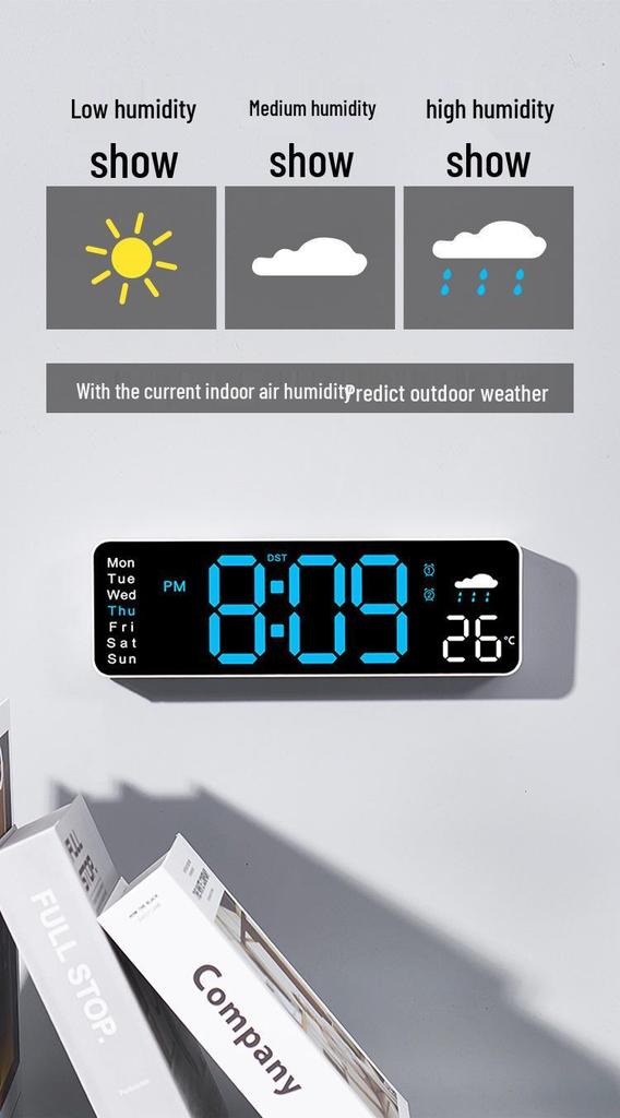 Multifunctional Living Room Wall Clock with Temperature Display and Alarm