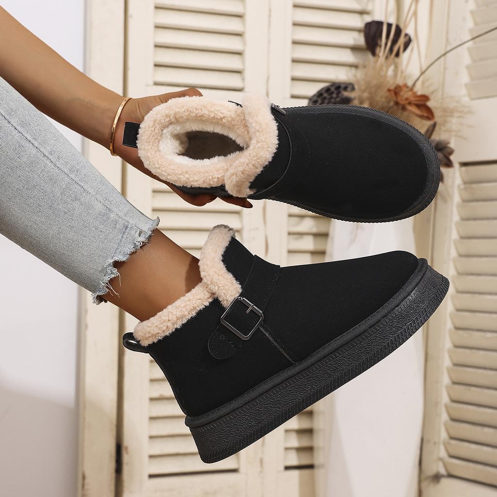 Winter Platform Cotton Shoes 2025 Medium-top Fleece Boots Versatile Niche Women's Snow Boots Warm Shoes