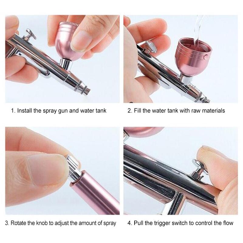 Oxygen Injector Mini Air Compressor Kit Air-Brush Paint Spray Gun Airbrush For Facial Hydrating Device Mist Sprayer Beauty Tool