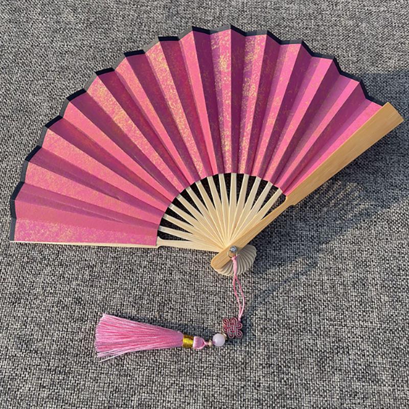 

13/16cm Mini Chinese Folding Bamboo Fan Blank Hand Paper Fans Antique Tassel Bamboo Handle Hand Party Decor Ornaments Gift 13cm