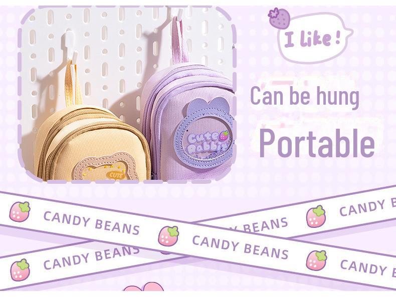 Cream Bear Kids' Cartoon Pencil Case - Large Capacity, Dirt-Resistant, Cute and Creative Design for Primary School Students