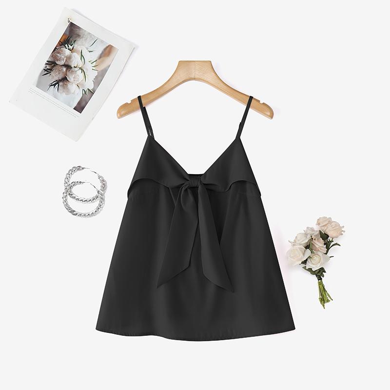 ZANZEA Women Bows V-Neck Casual Sleeveless Straps Camisoles Tank Tops