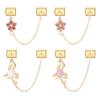 Gold Color Pink Zircon Flowers Rose Leaves Tassel Chain DIY Italian Charm Links Fit 9mm Stainless Steel Bracelet for Men Women