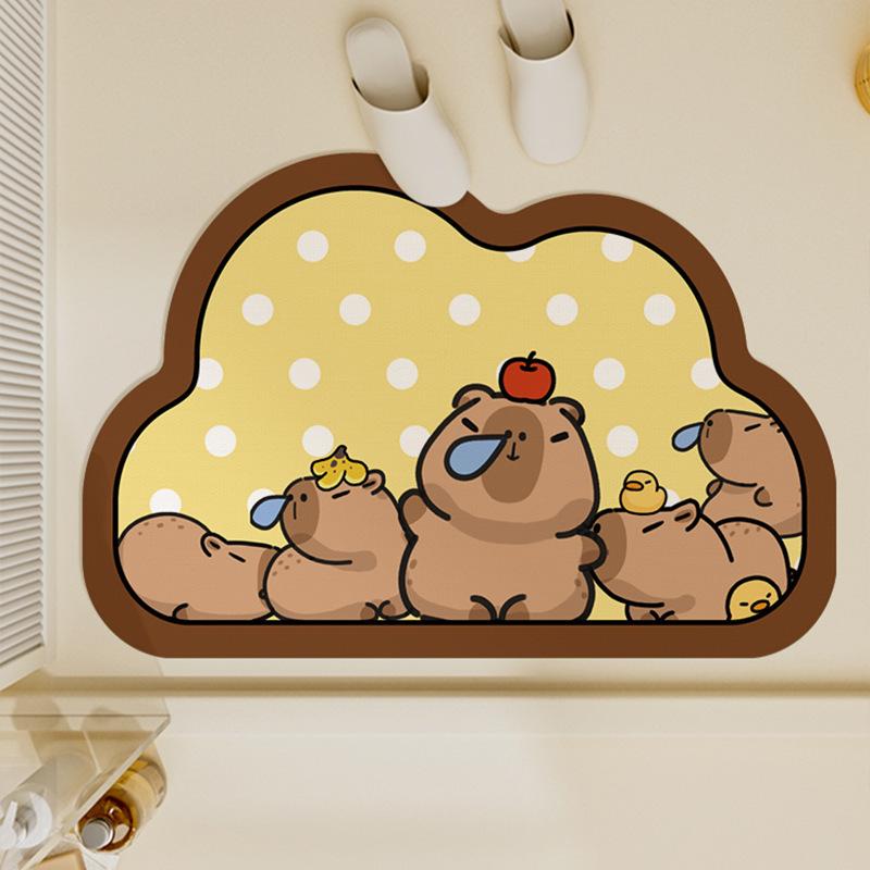 Diatom Mud Floor Mat Cartoon Bathroom Water Absorbing Household Wear-resistant and Anti Fouling Bathroom Door