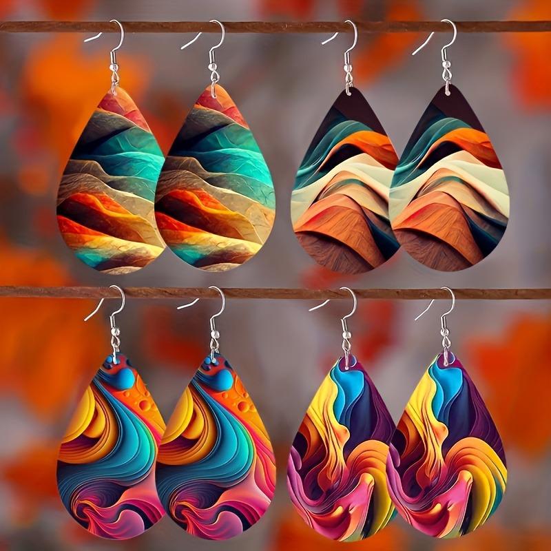 Retro Bohemian Colorful Teardrop Earrings - Double-Sided Jewelry