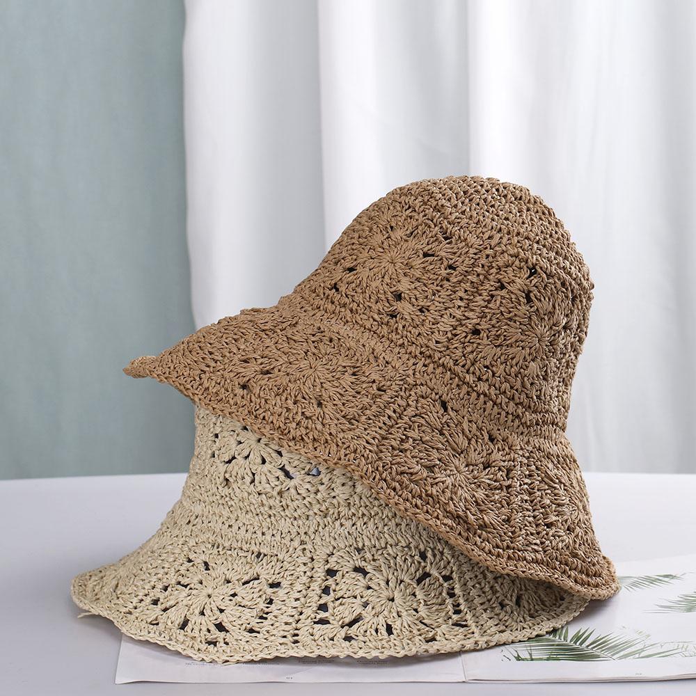 My Extreme Outdoor Activities Women's Khaki Straw Hats Crochet Hat Bucket Hat Uv Protection Sun Visor Beach Hats Visors Foldable Summer Sun Hat 56-60Cm