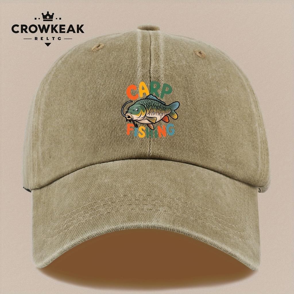 pc Carp Fishing Graphic Baseball Cap for Men Women Adjustable Lightweight Breathable Dad Hat with Vibrant Fish Print Outdo