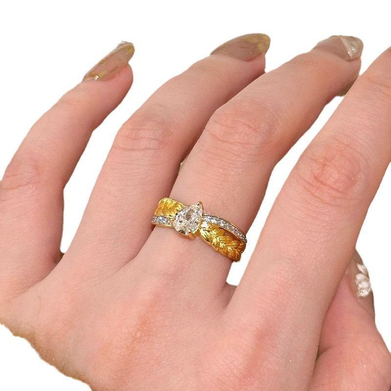 Classic Copper Alloy Zircon Ring Ladies Jewelry Wedding Promise Party Gift
