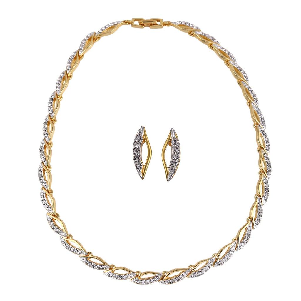 Set colier din plumb Estele placat cu aur cu cristale pentru dama