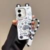 KEYSION Cute Ear Cartoon Case for Infinix Hot 50i with Lanyard Soft Silicone+PC Shockproof Phone Back Cover for Infinix Smart 9