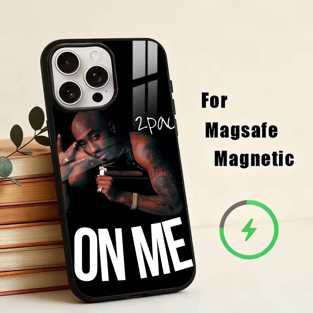 

2pac Tupac Shakur R- Rapper Phone Case For iPhone17,16,15,14,13,12,11 Plus,Pro Magnetic with Magsafe Wireless Charging iPhone12mini