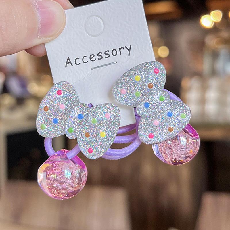 2PCS New Lovely Silvery Shimmering Polka Dots Girls Elastic Hair Bands Hair Accessories Children Hair Ties Baby Headwear