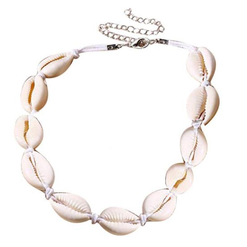 Женское ожерелье-чокер из ракушки каури с бисером ручной работы, гавайские пляжные украшения белый