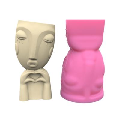 Stampi in Silicone per Vasi di Piante Succulente Cuore Ragazza Vasi da Fiori Stampo in Resina Epossidica per Portacandele Fai da Te Portapenne Stampo per Vasi
