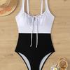 Damen Badeanzug Einteiliger Hoher Taillen-Kordelzug Sexy Bikini Badeanzug für Frauen Strandmode Badeanzüge
