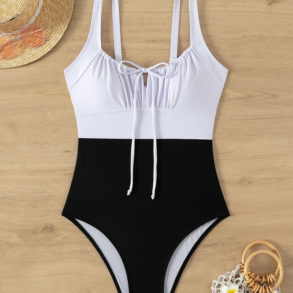 Damen Badeanzug Einteiliger Hoher Taillen-Kordelzug Sexy Bikini Badeanzug für Frauen Strandmode Badeanzüge