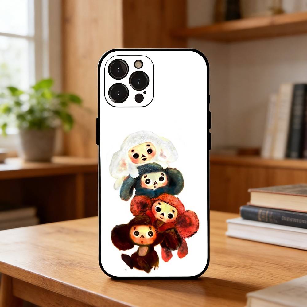 Cute C-Cheburashka-es Cartoon Phone Case For iPhone17,16,15,14,13,12,Plus,Pro Max, 5G Others Soft Black Cover