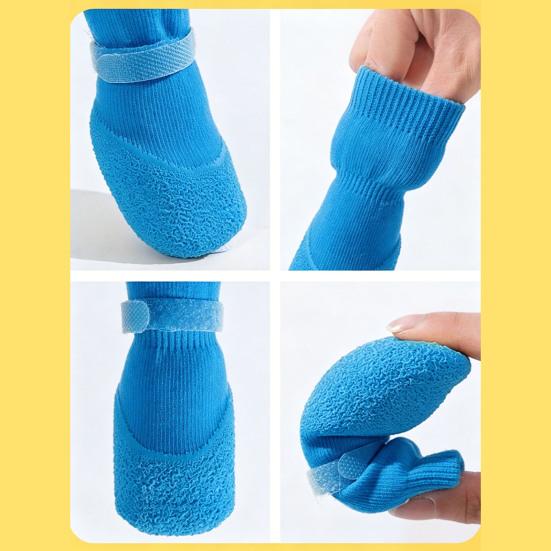 4 Pcs Dog Shoes for Small Dogs, Soft Anti-Slip Puppy Boots Paw Protectors for Hot Pavement, Hardwood Floors, Winter Snow Hiking