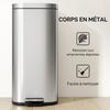 Kitchen Bin 30L, Pedal Bin with Removable Inner Bucket, Soft-close Lid, 29x36x59.5cm, Silver