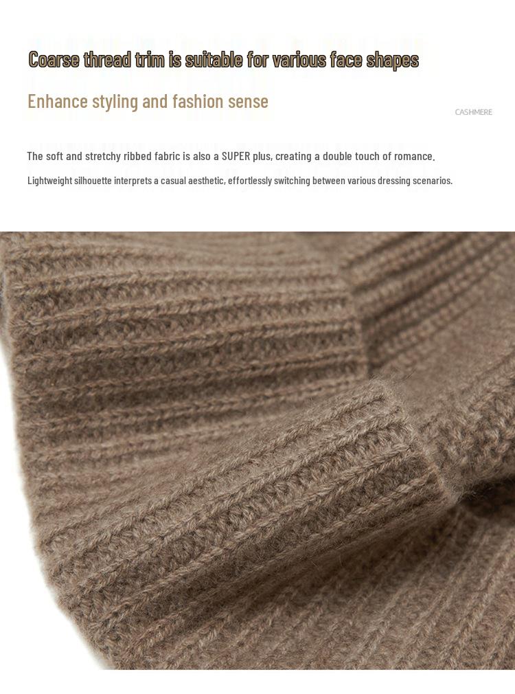 Unisex 100% Pure Cashmere Hat - Stylish Knitted Cold-Weather Essential for Autumn and Winter