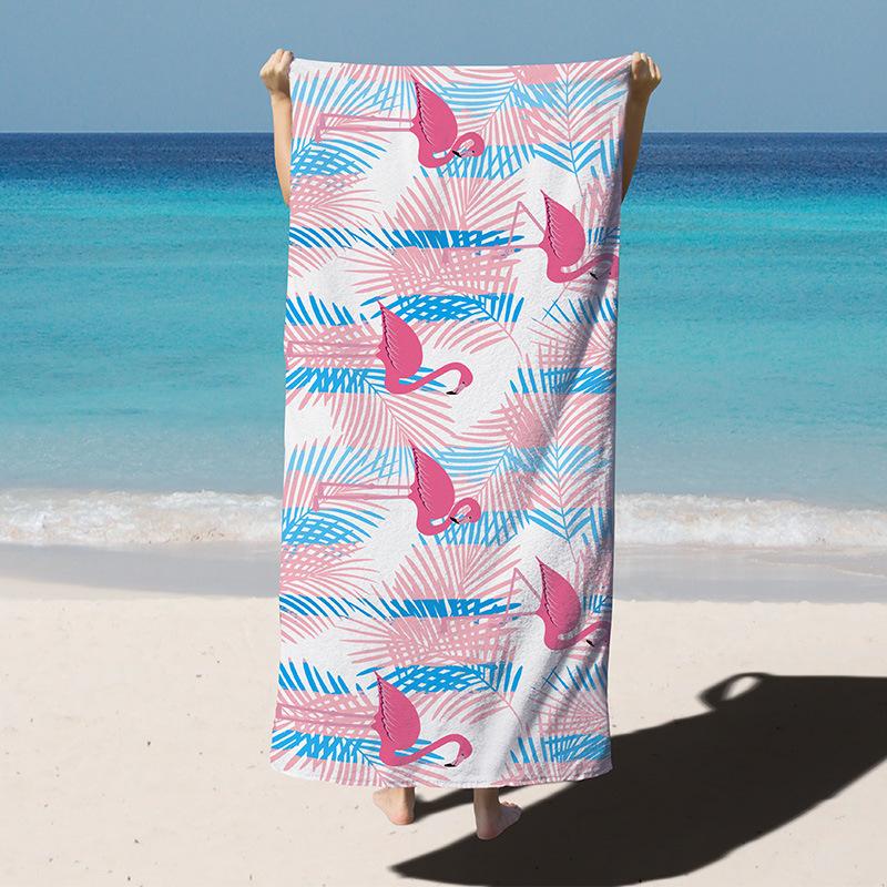 Pink Flamingo Palm Striped Beach Towel Lightweight Microfiber Large Travel Swimming Towel