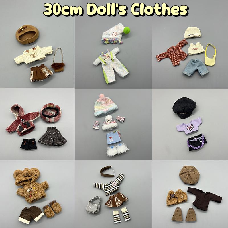 A Set Of 30Cm Doll'S Clothes Furry Cute Winter Outfit Suit For 1/6 Doll Accessories Dress Up Toy For Children