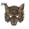 Flexible Cushioning Mask 3D Wolf Head Mask High Elastic Lightweight Comfortable Werewolf Detailed Headgear Costume with Adjustable Strap for