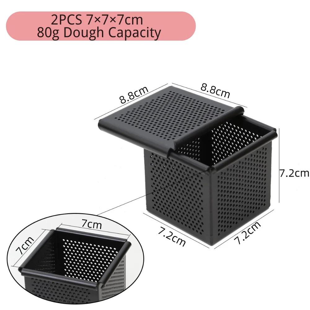 Non Stick Cube Croissant Mini Toast Box Mold Mini Pullman Loaf Pan with Square Lid Perforated Toast Box Water Cube Baking Tool