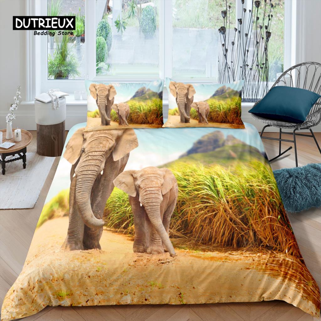 

Предметы роскоши для дома 3D Постельное белье с африканским слоном Пододеяльник Наволочка Детский комплект постельного белья Размер Queen и King EU/US/AU/UK EU single(135x200cm)