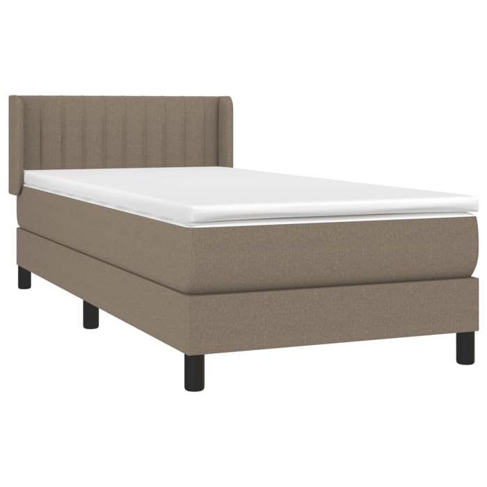 3129837 vidaXL Lit à sommier tapissier avec matelas Taupe 90x190 cm Tissu