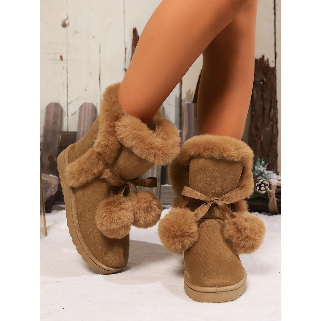 Women's Short Boots, Cute and Warm, Winter Women's Boots with Straps That Open and Close, Round Toe and Warm Velvet Women's Short Boots for One Foot