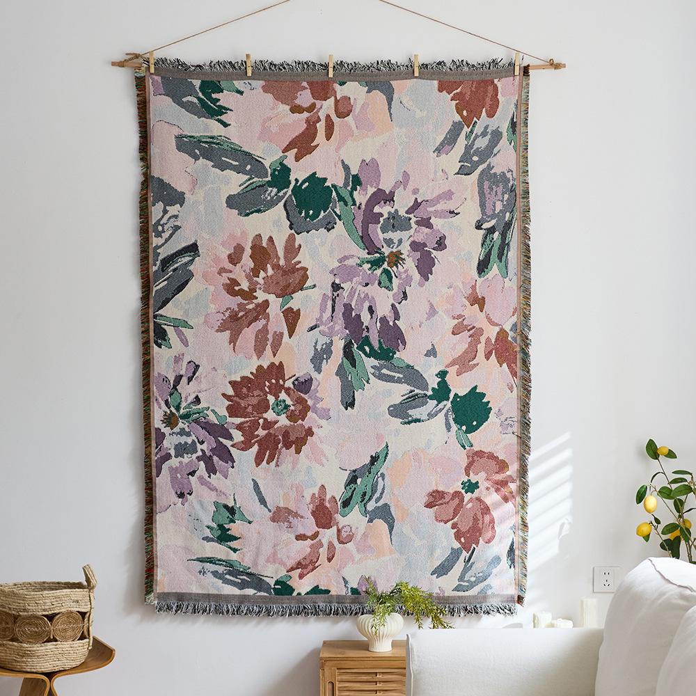 Retro Star and Moon Cloud Scene Hanging Cloth Art Style Fabric Hanging Painting Homestay Wall Decoration Background Cloth Cotton Yarn Fringed Tapestry