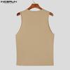 INCERUN Summer Men Round Neck Sleeveless Slim Waist Casual Tank Tops