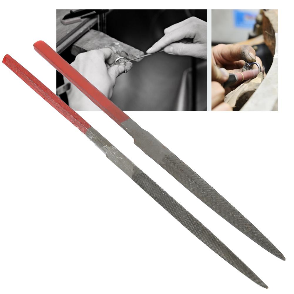 2pcs Files Set Red Handle Jewelry Making Processing Grinding Tool Accessory Set (Semicircle File Triangular File)