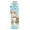 1PC Floral Wreath Bunny Rabbit Print 750ml Color Plastic Sports Water Bottle Leakproof Flip Straw Lid Suitable for Sports Office Home Use