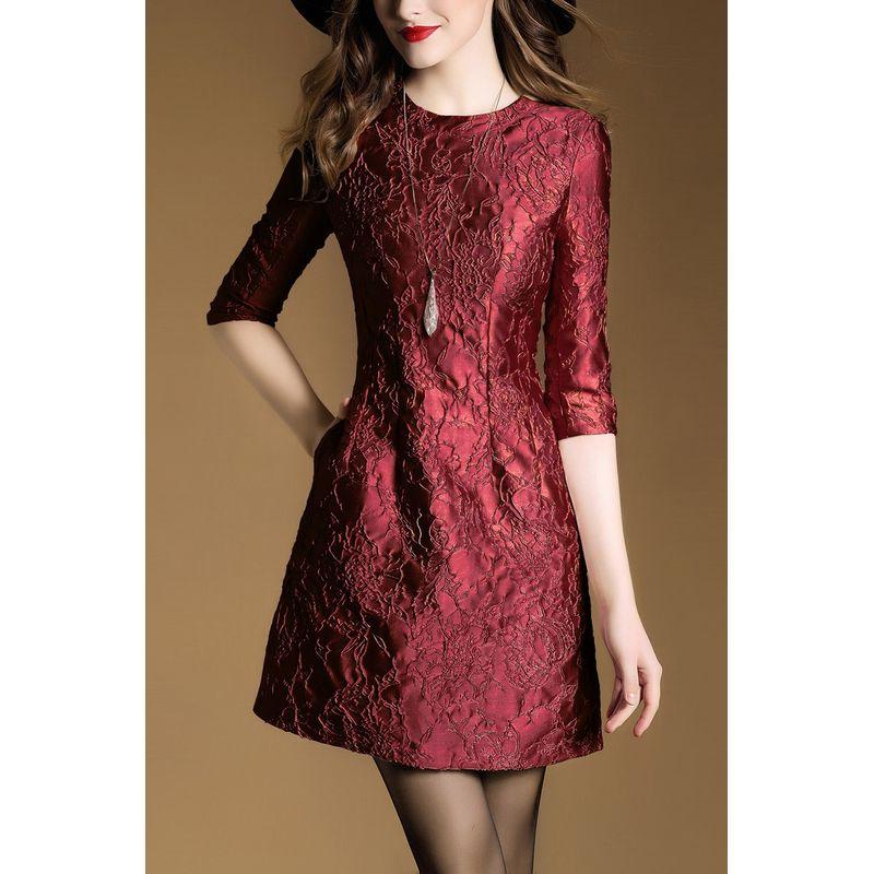 

Элегантное женское осеннее новое платье приталенного силуэта Burgundy S