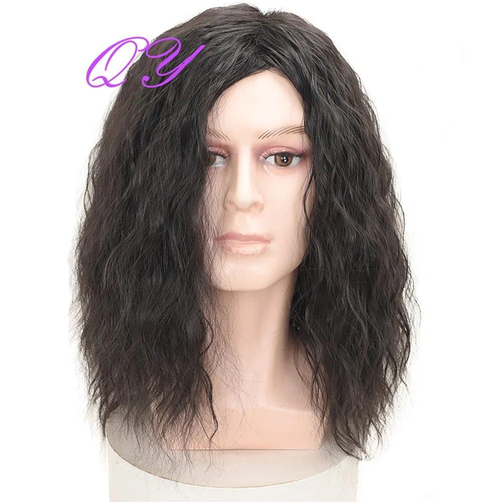 

Синтетические длинные светлые волосы с волнистыми волосами, парики для мужчин, вьющийся натуральный парик, регулируемый размер, подходит для повседневного ношения, мужской парик из волос