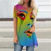 Fashion Cartoon Portrait 3D Print Women T-shirt With O Neck White Short Sleeve Women Clothes Leisure Summer Tops Pullover